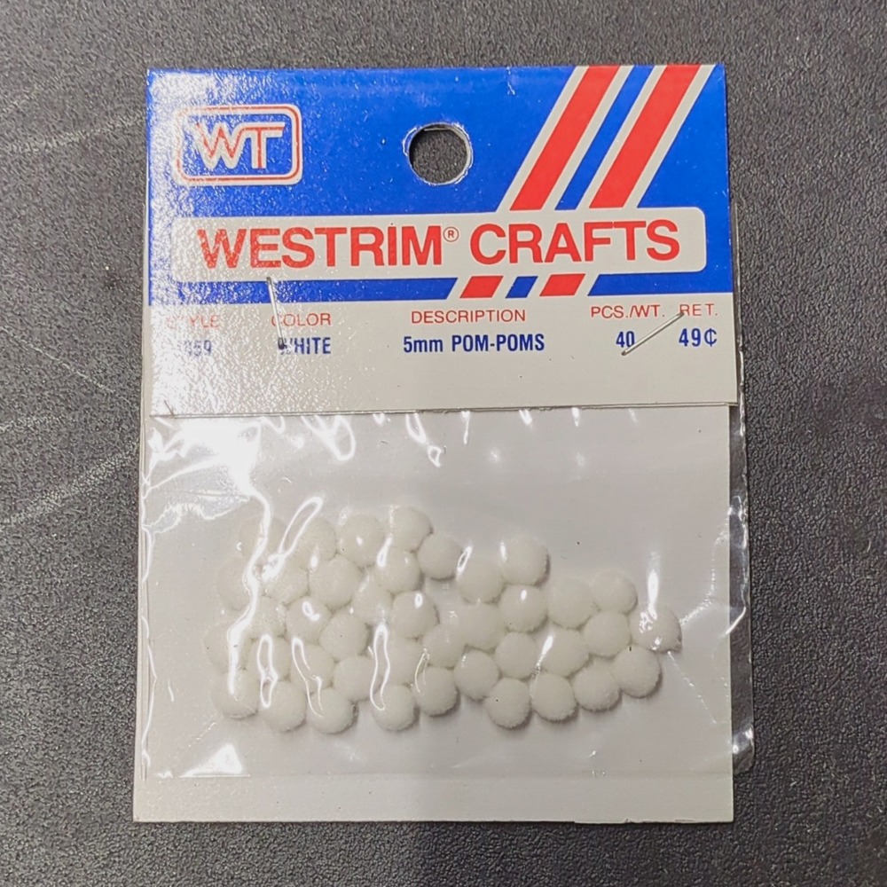 Westrim Crafts Pom Pom White 5mm Craft Fuzzies Style 1859 40 Count